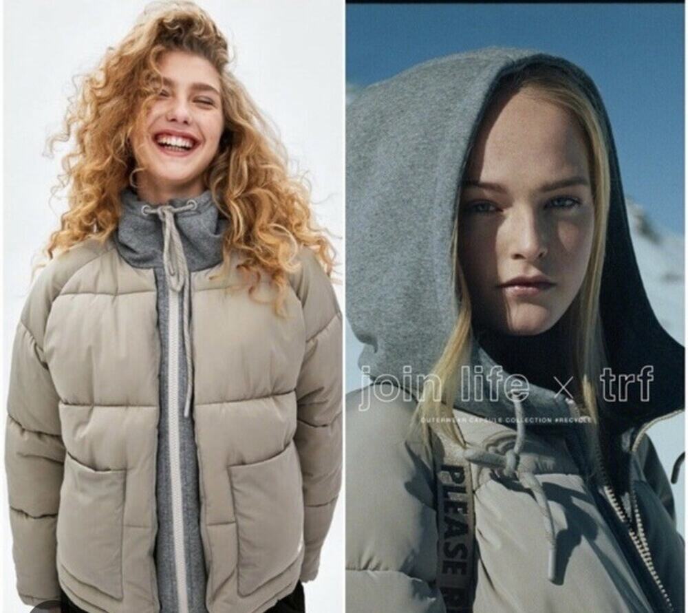 Zara Limited Edition Recycled hooded capsule puffer jacket women’s size S/M NWT